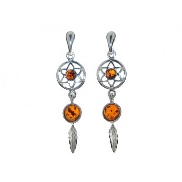Boucles d'oreilles ambre et argent Wenda