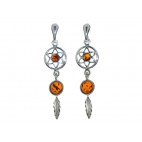 Boucles d'oreilles ambre et argent Wenda