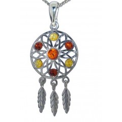 Pendentif ambre et argent attrape rêve